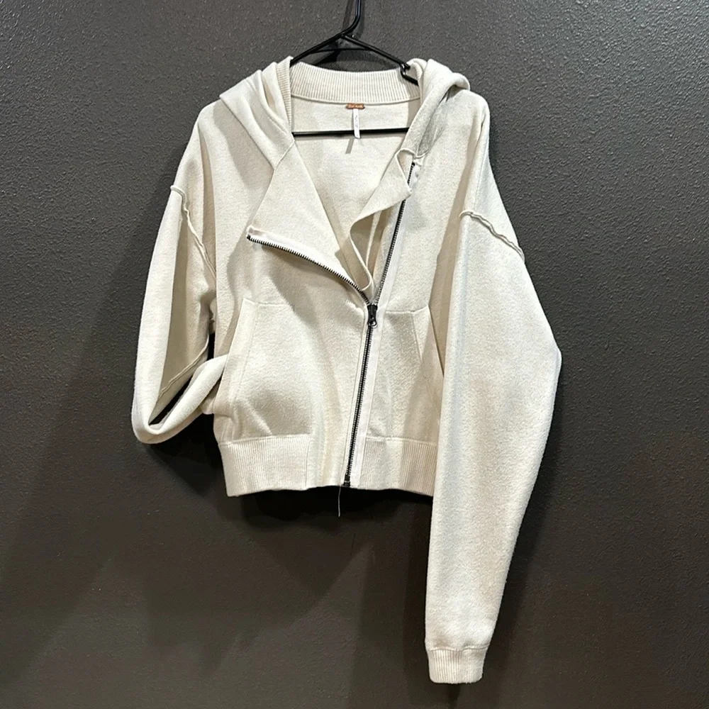 Free people Georgia sweater hoodie cream moto cut - Picture 4 of 11